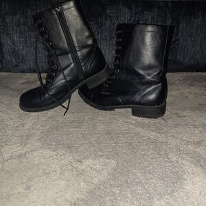 Black Lace-Up Combat Boots